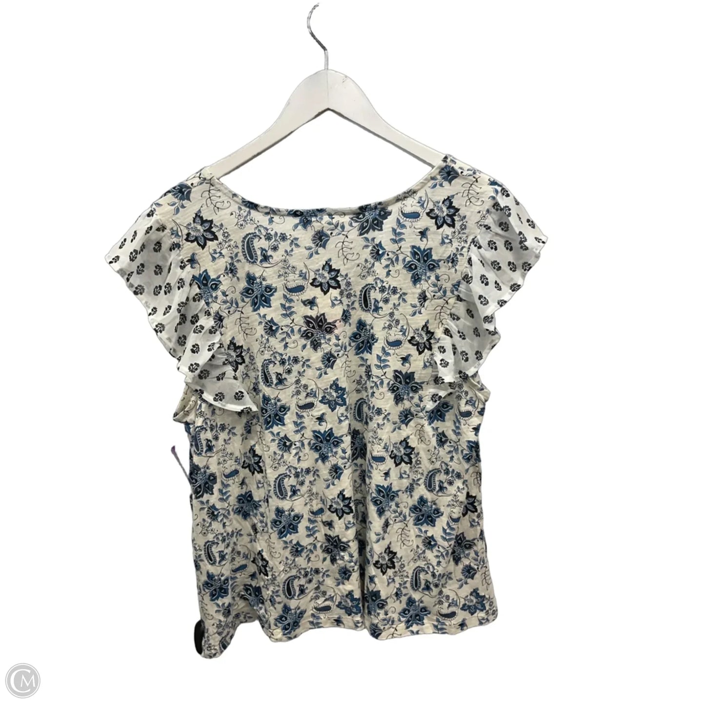 Top Short Sleeve By Lucky Brand In Blue & Cream, Size: Xl