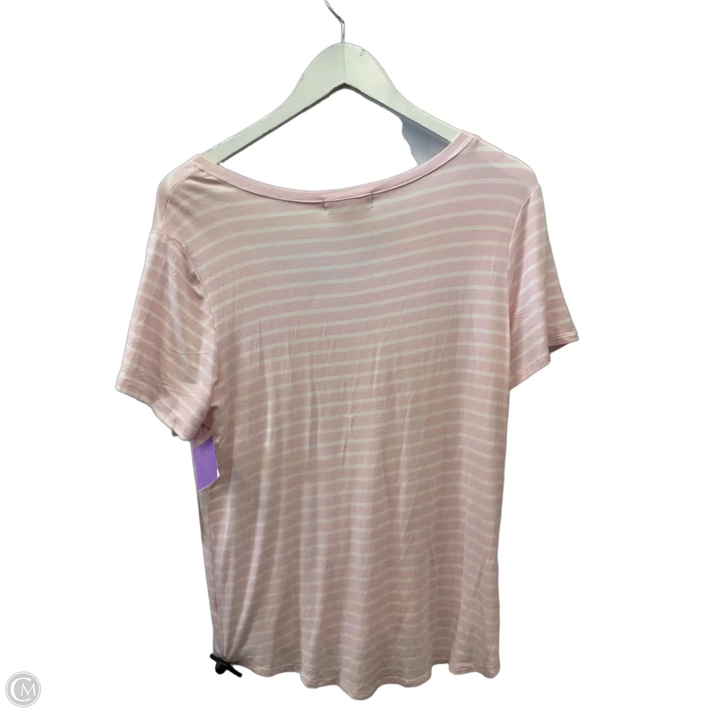 Top Short Sleeve By Clothes Mentor In Pink & White, Size: L