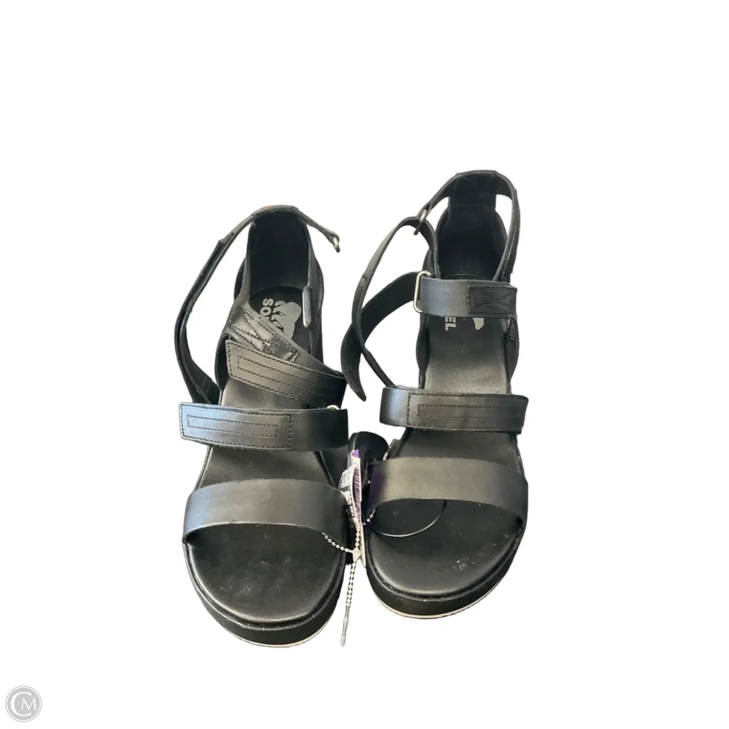 Sandals Heels Wedge By Sorel In Black, Size: 9