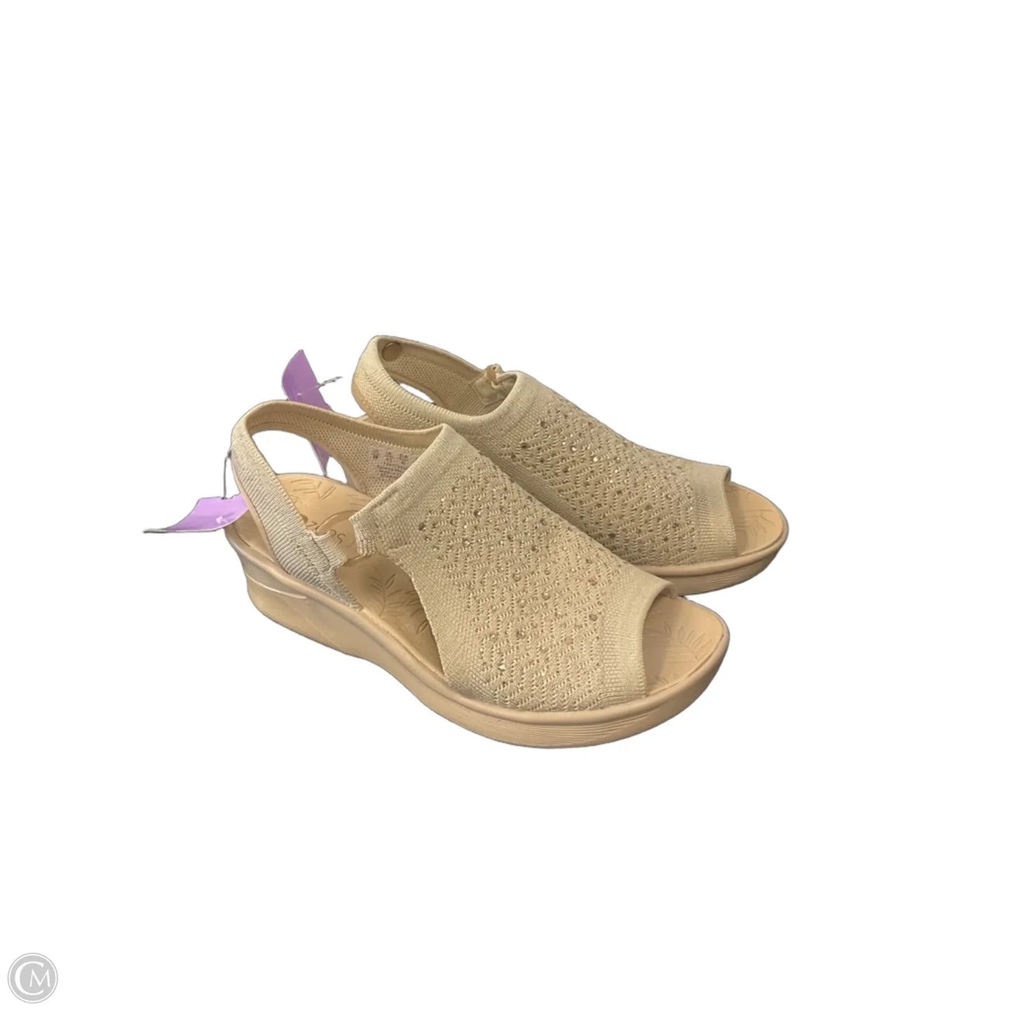 Sandals Heels Wedge By Bzees In Tan, Size: 9