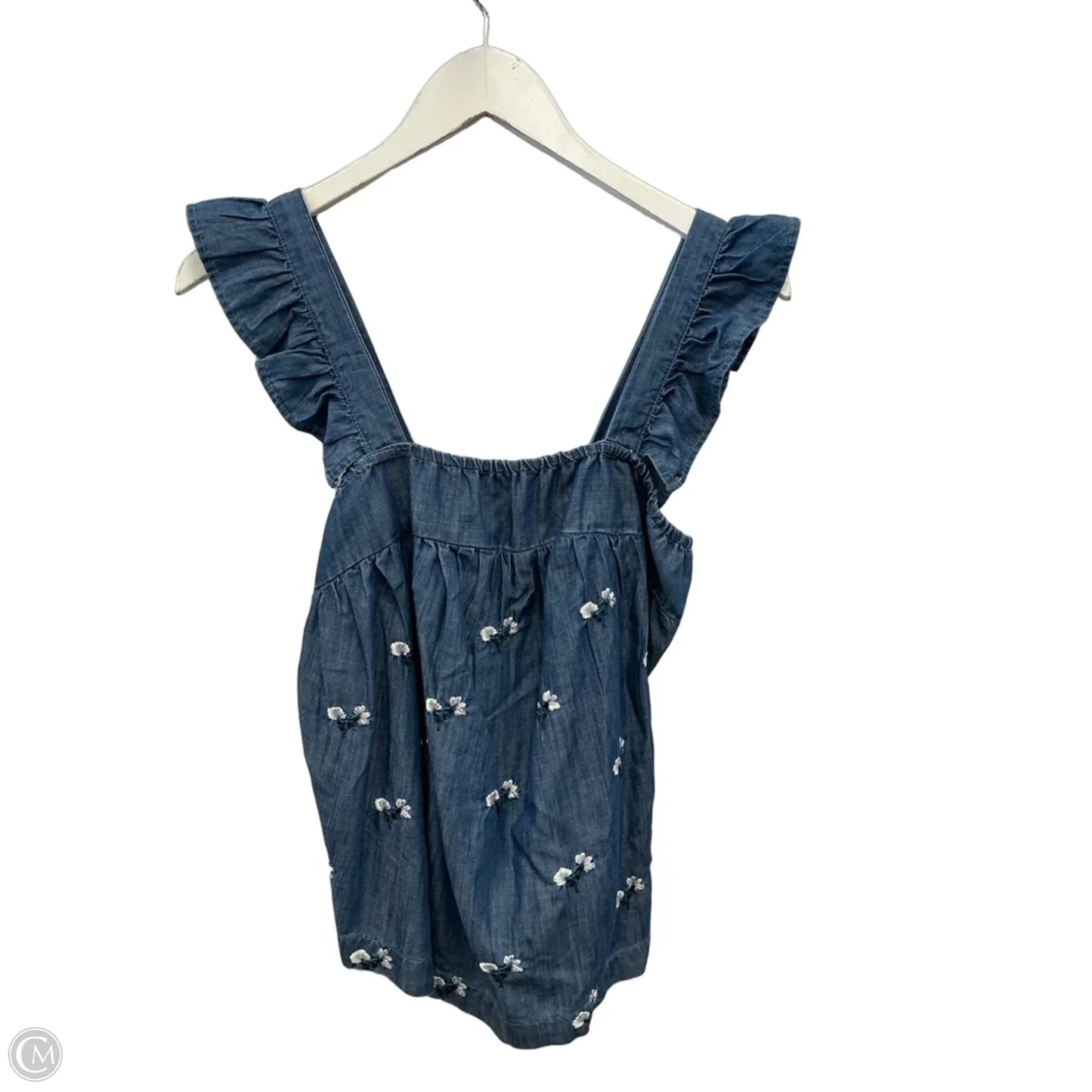 Top Sleeveless By Harper In Blue Denim, Size: L