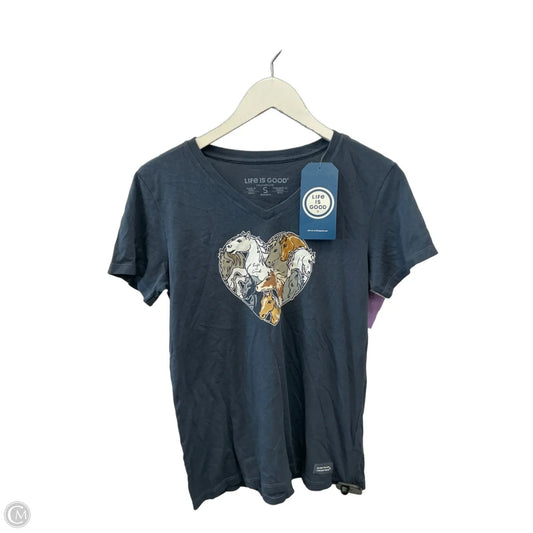 Top Short Sleeve By Life Is Good In Blue, Size: S