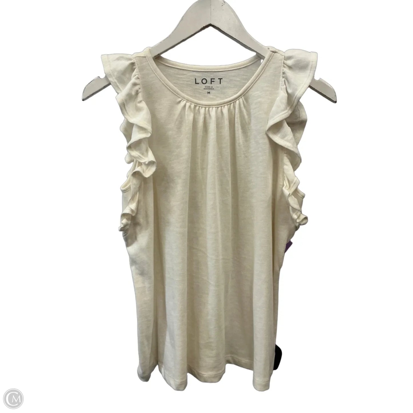 Top Short Sleeve By Loft In Cream, Size: M