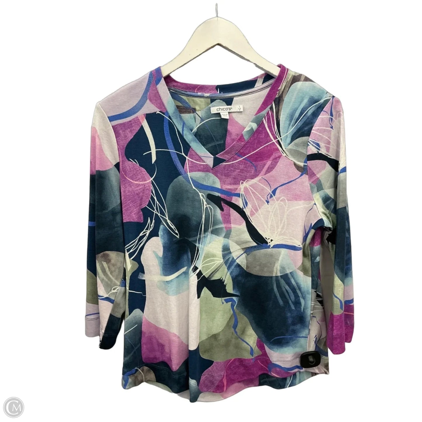 Top 3/4 Sleeve By Chicos In Purple, Size: M