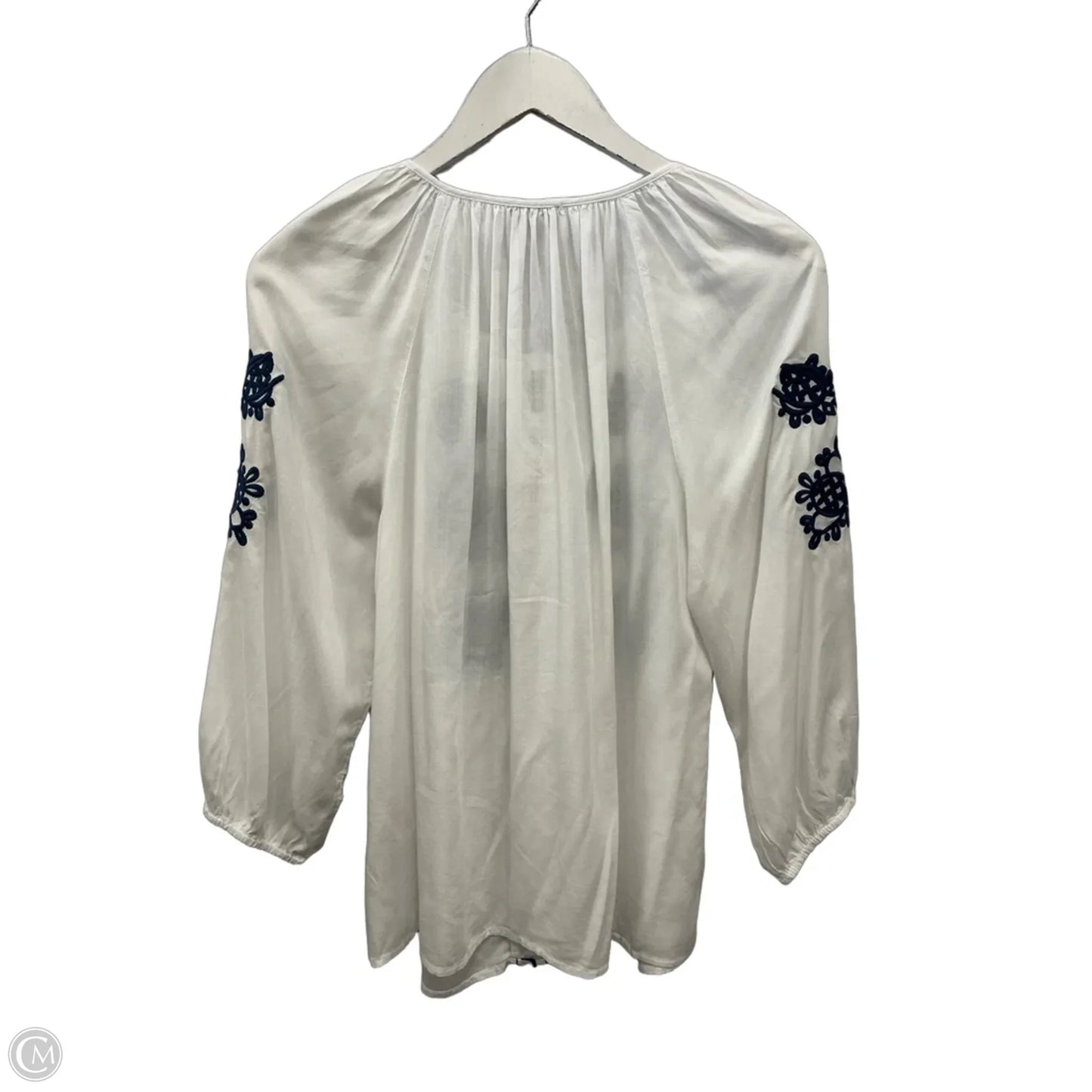 Top Long Sleeve By Chicos In Blue & White, Size: S