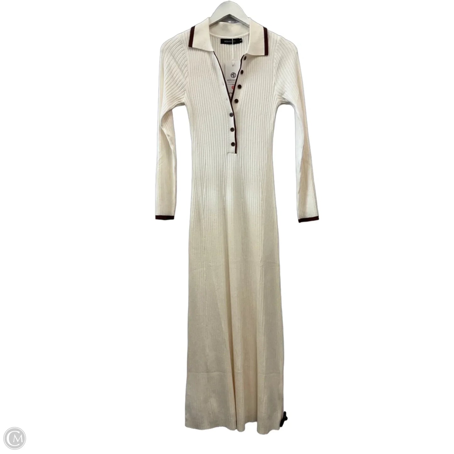 Dress Sweater By Merokeety In Brown & Cream, Size: S