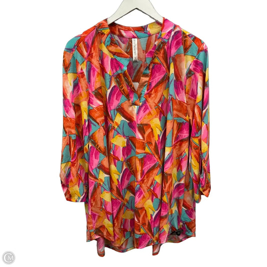 Top 3/4 Sleeve By Dear Scarlett In Pink, Size: 2x