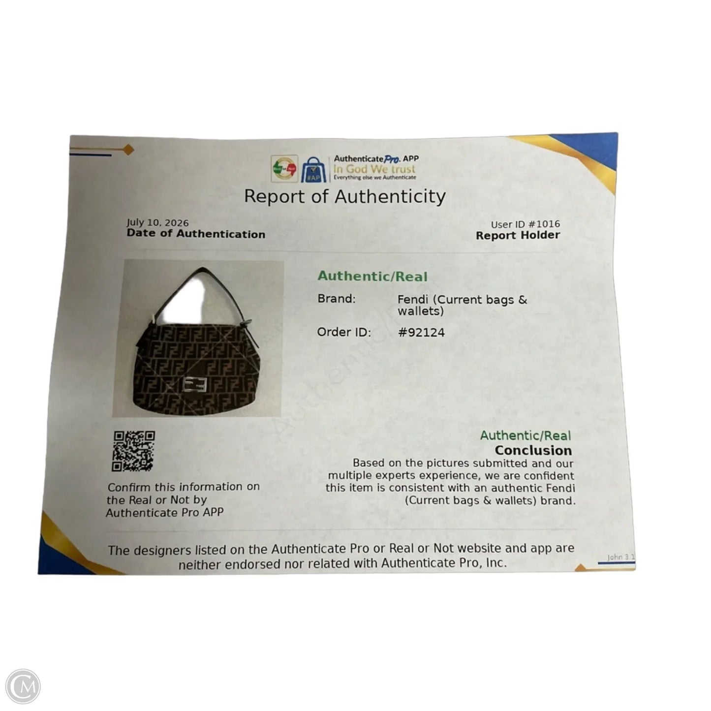 Handbag Luxury Designer By Fendi, Size: Medium