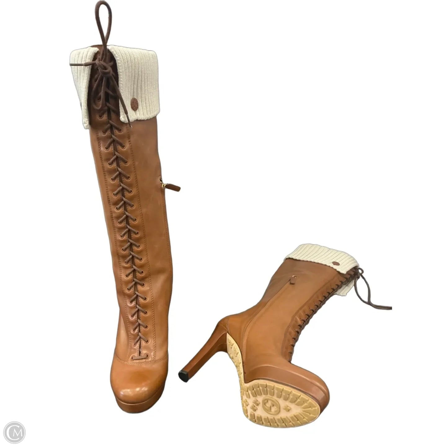 Boots Luxury Designer By Gucci In Brown, Size: 10
