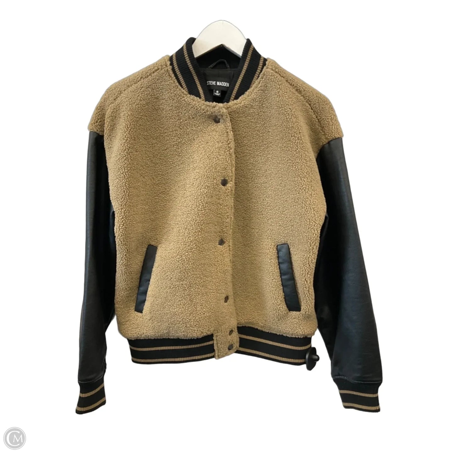 Jacket Faux Fur & Sherpa By Steve Madden In Tan, Size: S