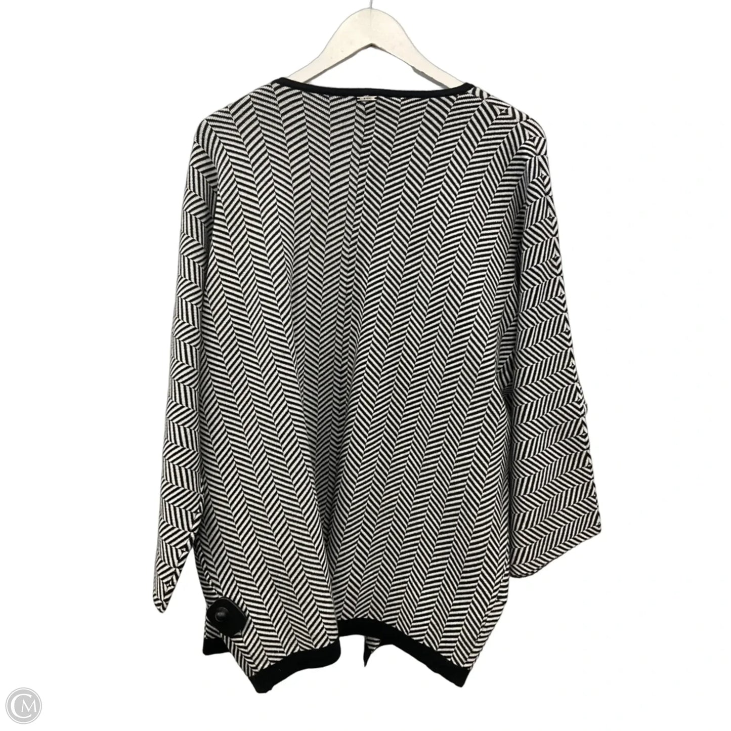 Sweater Cardigan By Sioni In Black & White, Size: M