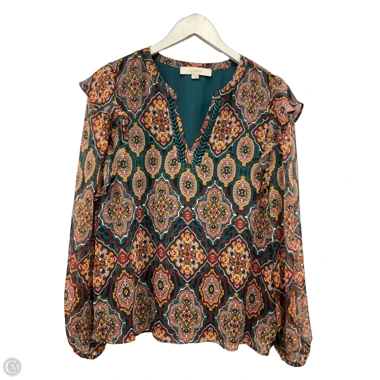 Top Long Sleeve By Loft In Teal, Size: S