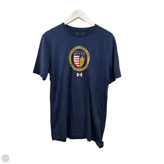 Athletic Top Short Sleeve By Under Armour In Navy, Size: M