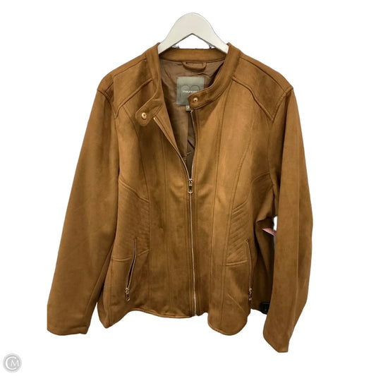 Jacket Moto By Maurices In Brown, Size: 2x
