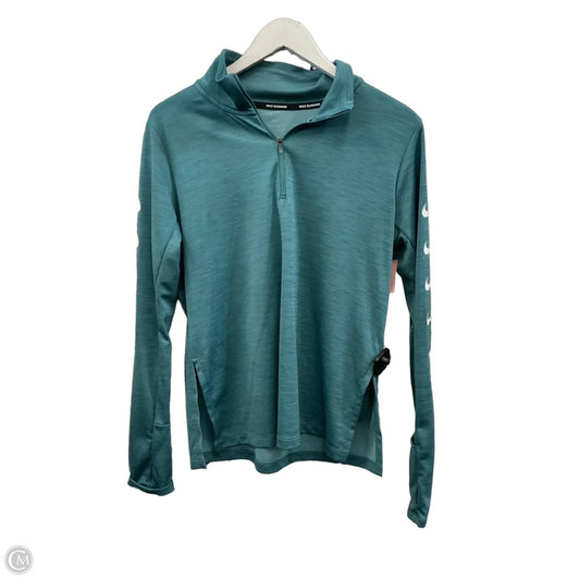Athletic Top Long Sleeve Collar By Nike Apparel In Teal, Size: M