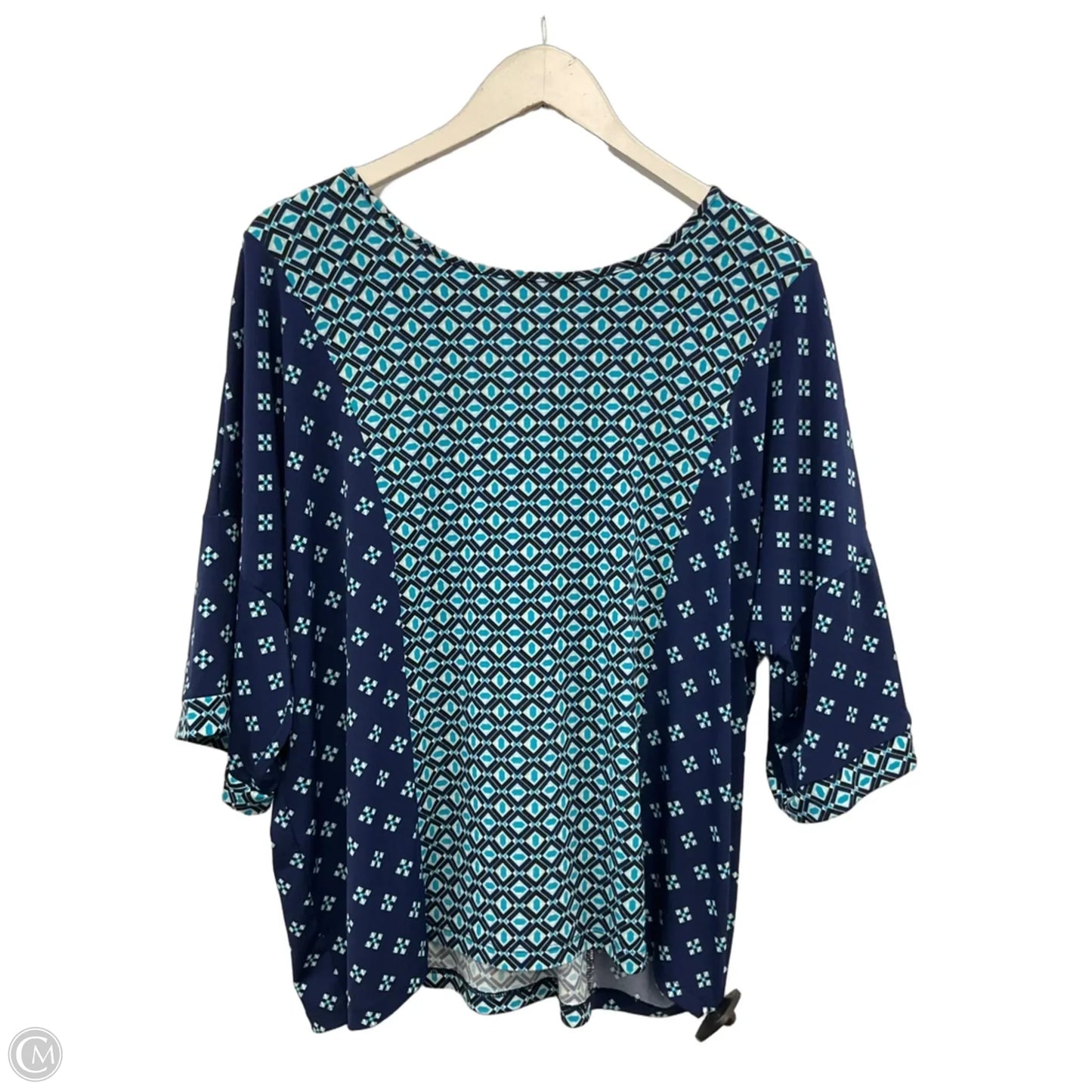 Top 3/4 Sleeve By Chicos In Blue, Size: Xl