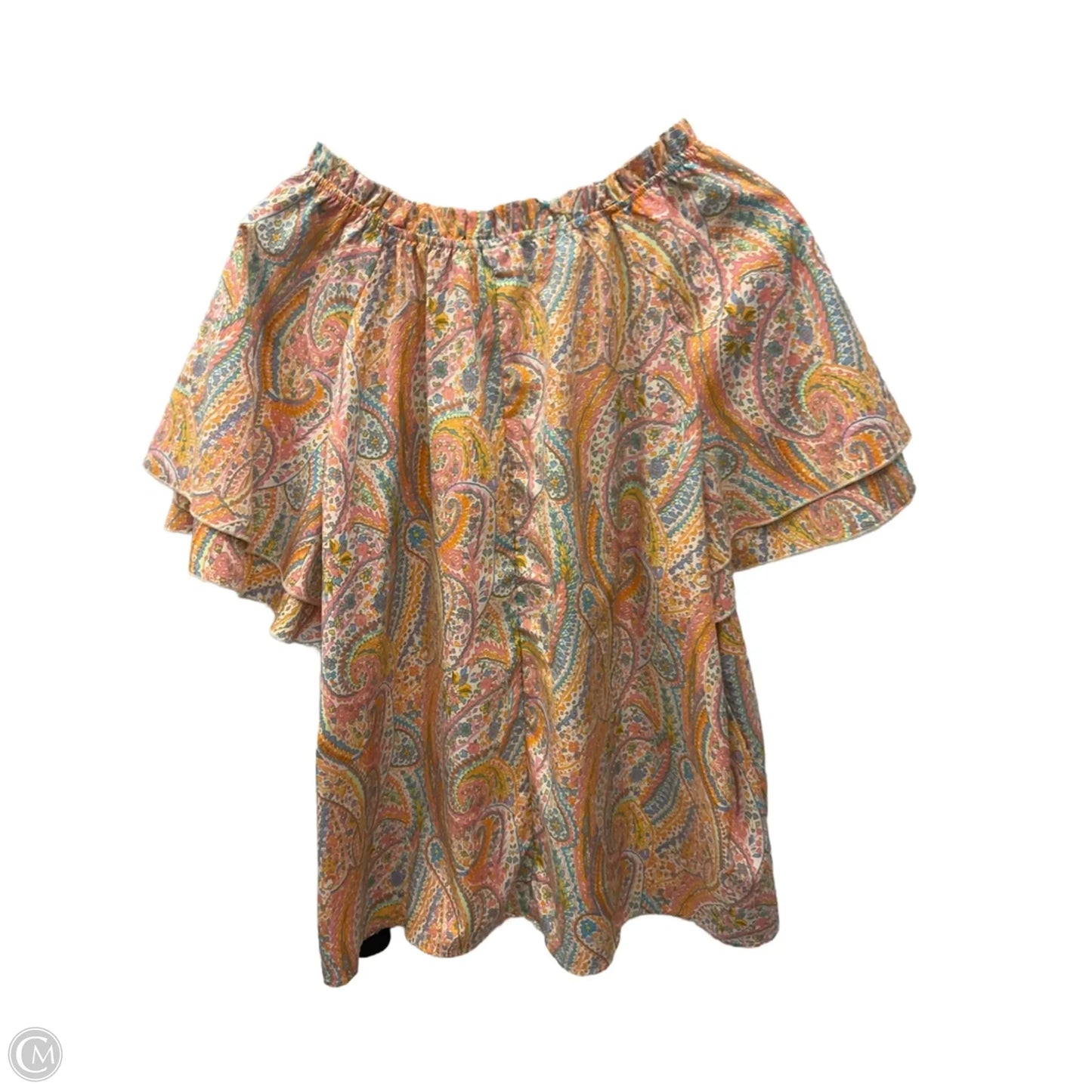 Top Short Sleeve By Shein In Orange & Pink, Size: 3x
