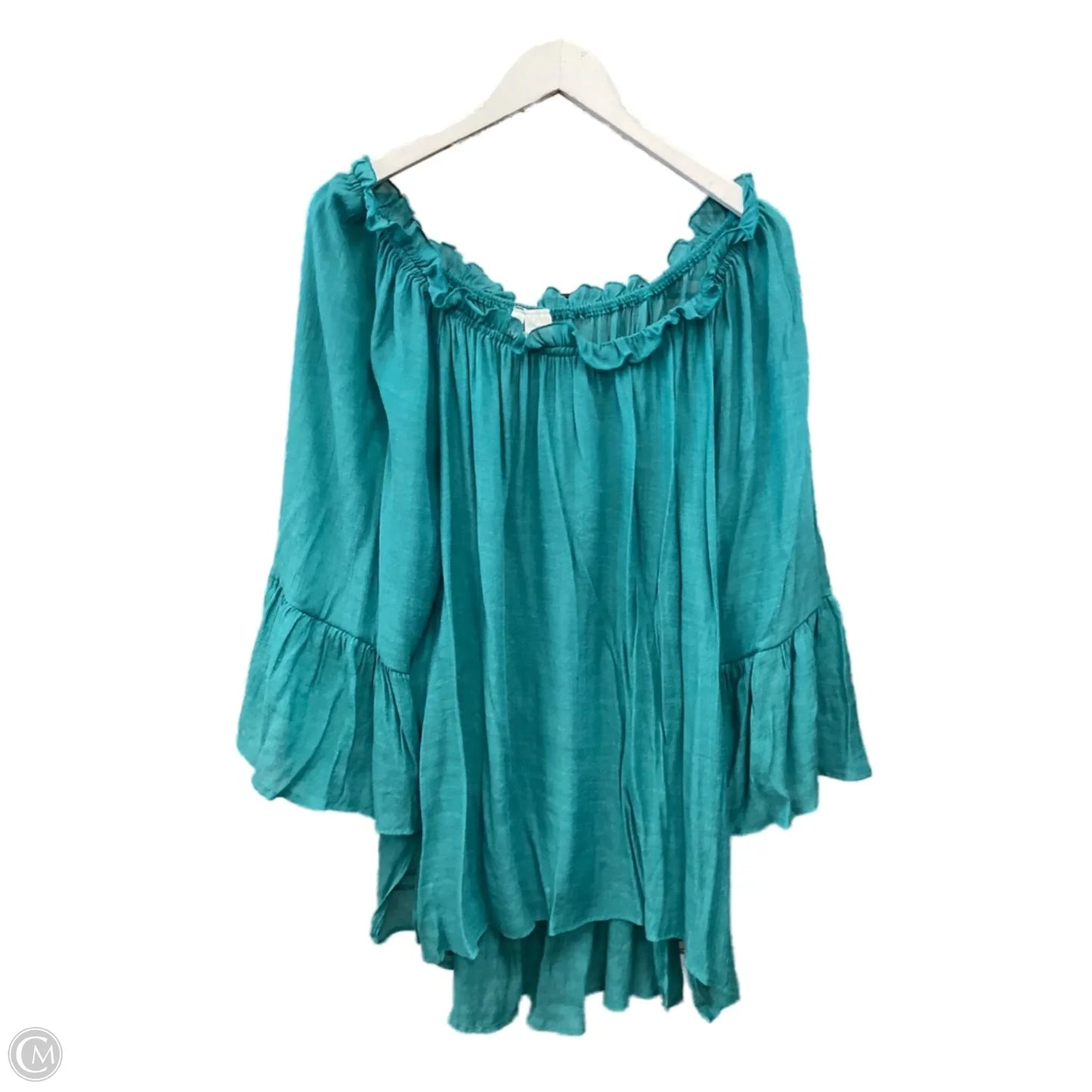 Tunic 3/4 Sleeve By Clothes Mentor In Teal, Size: Xxl