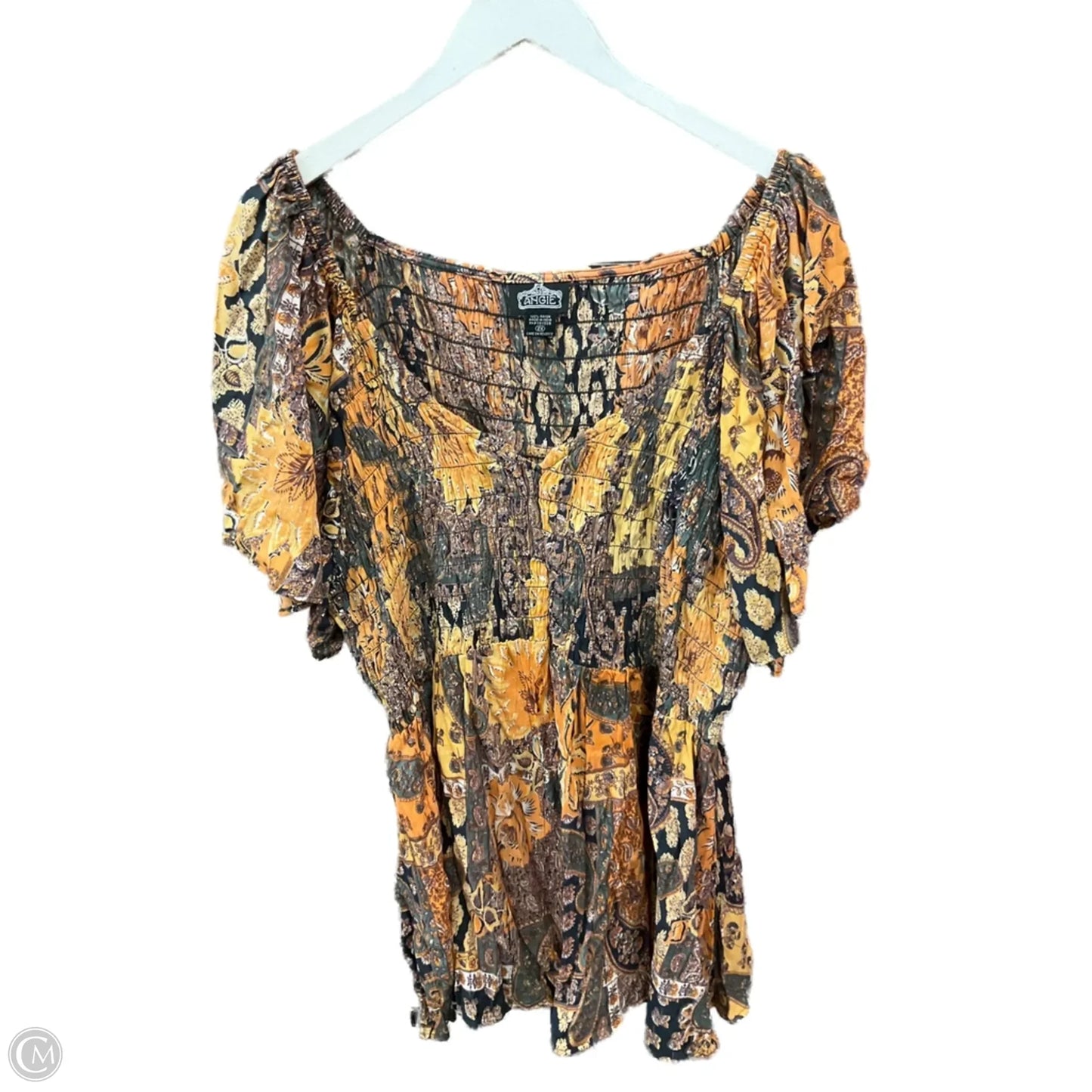 Top Short Sleeve By Angie In Orange, Size: 2x