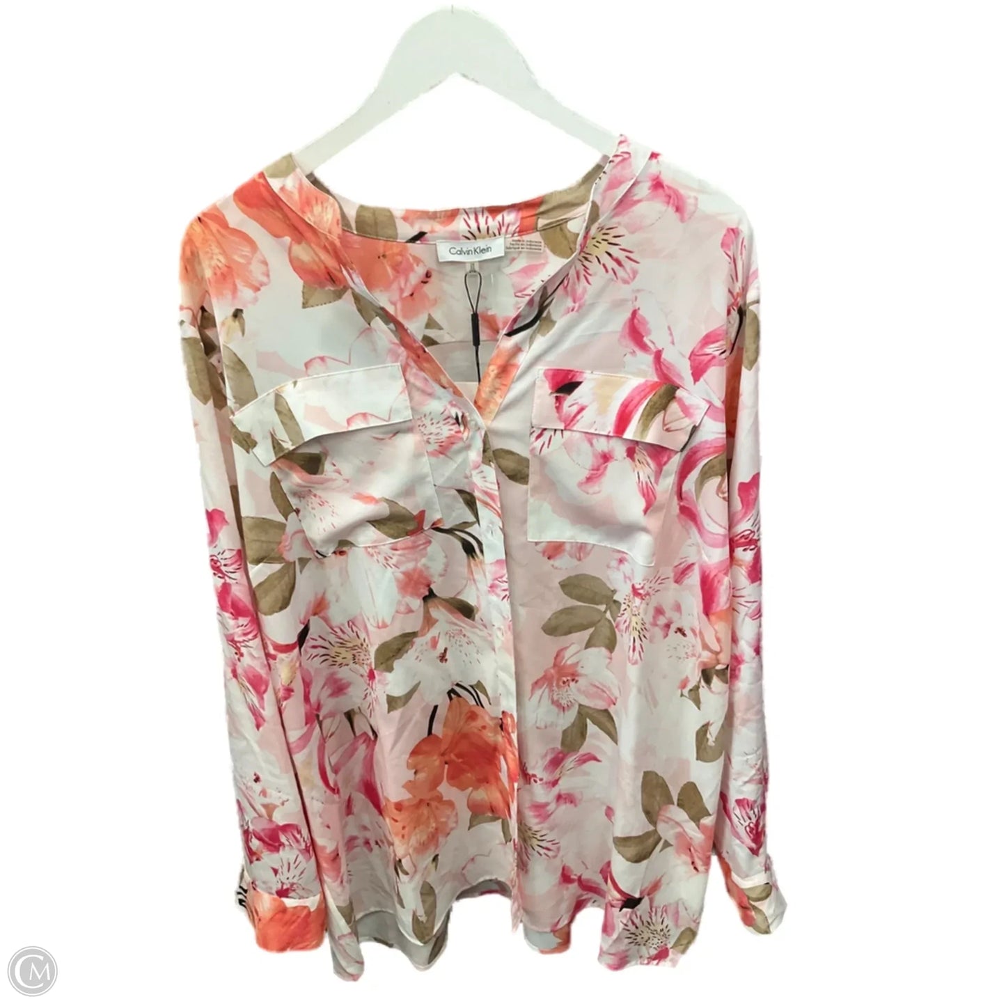 Top Long Sleeve By Calvin Klein In Pink, Size: 2x