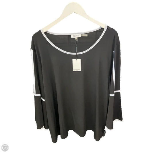 Top 3/4 Sleeve By Calvin Klein In Black & White, Size: 3x