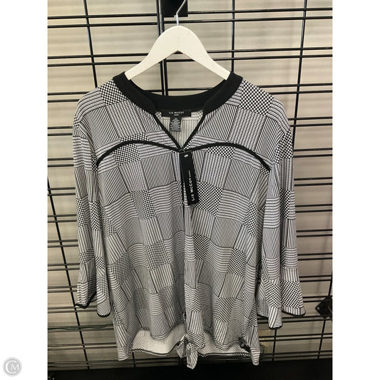 Top 3/4 Sleeve By Clothes Mentor In Black & White, Size: 3x