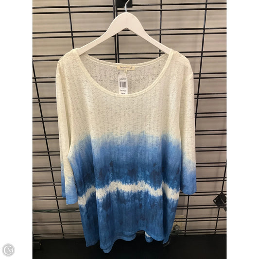 Top 3/4 Sleeve By Indigo Soul In Blue & Cream, Size: 3x