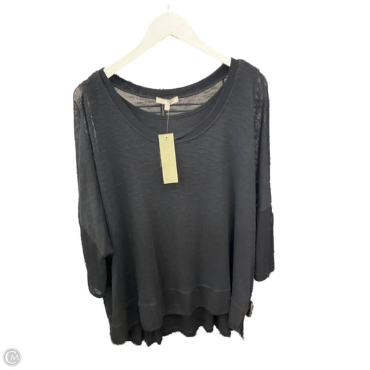 Top 3/4 Sleeve By Joan Vass In Black, Size: 3x