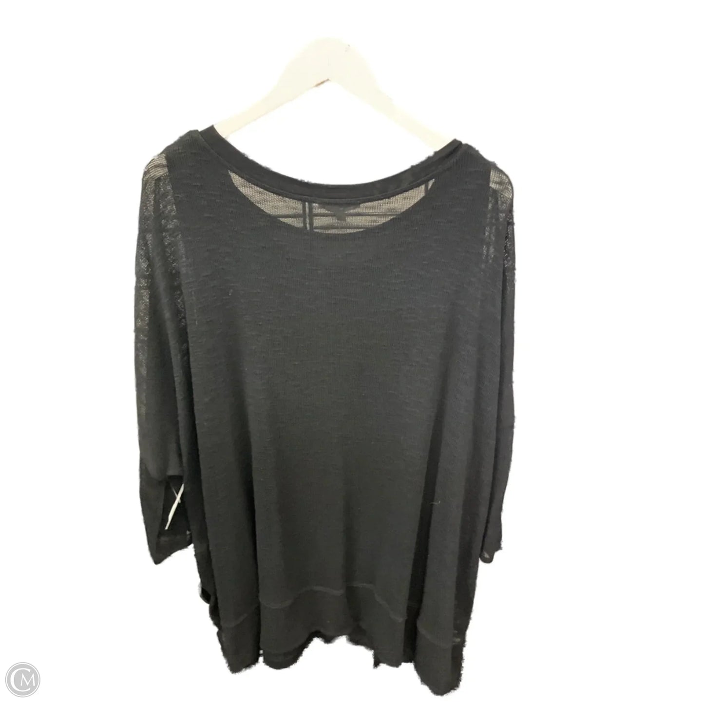 Top 3/4 Sleeve By Joan Vass In Black, Size: 3x