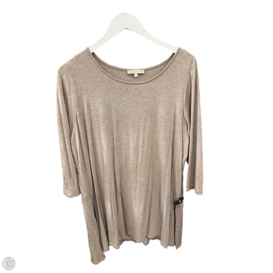 Top 3/4 Sleeve By Joan Vass In Beige, Size: 2x