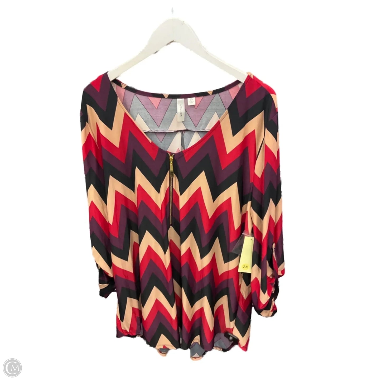 Top Long Sleeve By Tacera In Purple & Red, Size: 2x