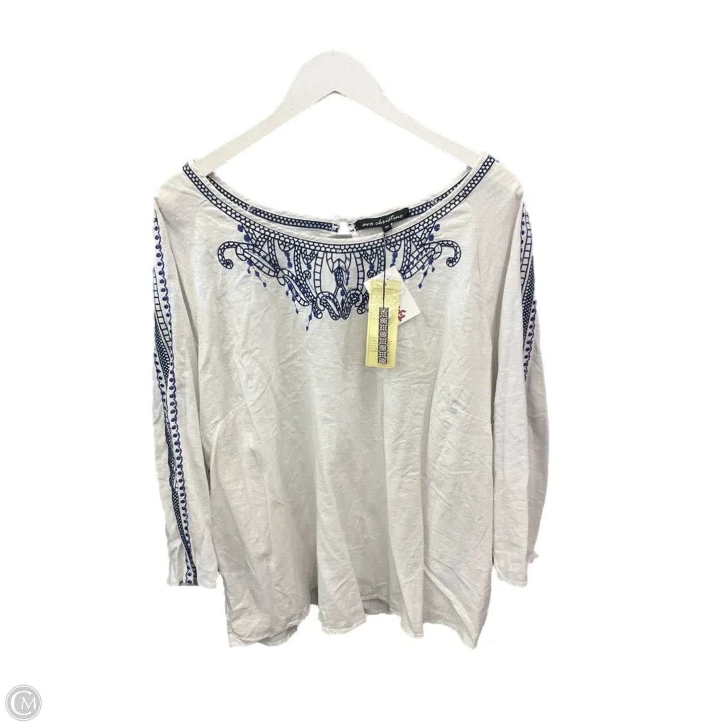 Top 3/4 Sleeve By Ava Christine In White, Size: 3x