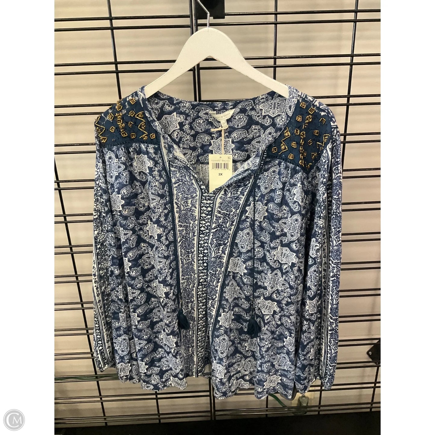 Top Long Sleeve By Lucky Brand In Blue, Size: 2x