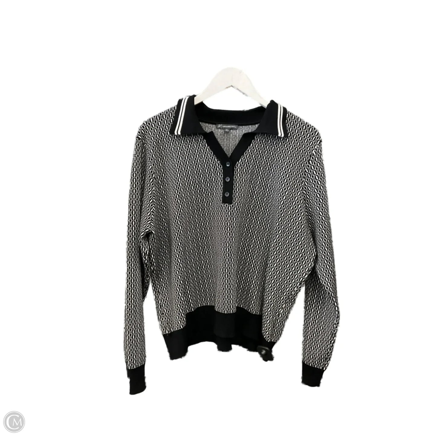 Sweater By Adrianna Papell In Black & White, Size: Xl