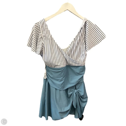 Swimsuit By Clothes Mentor In Blue & White, Size: L