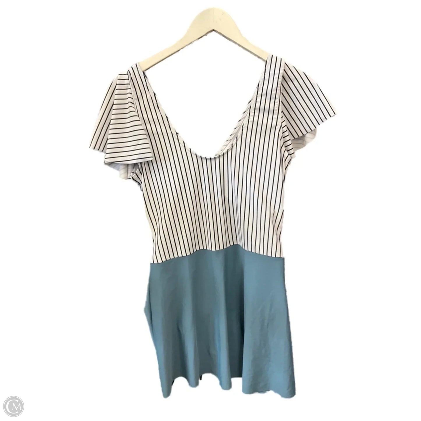 Swimsuit By Clothes Mentor In Blue & White, Size: L
