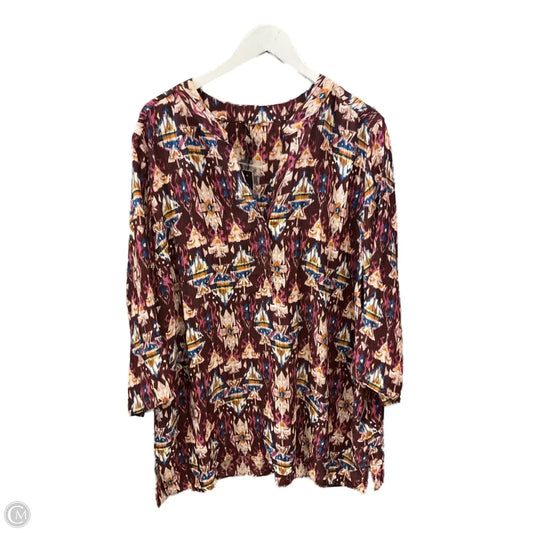 Top 3/4 Sleeve By Rose And Olive In Maroon, Size: 3x