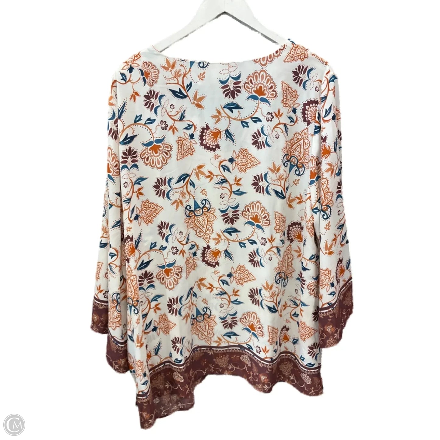 Top 3/4 Sleeve By Violet And Claire In Cream & Tan, Size: 3x