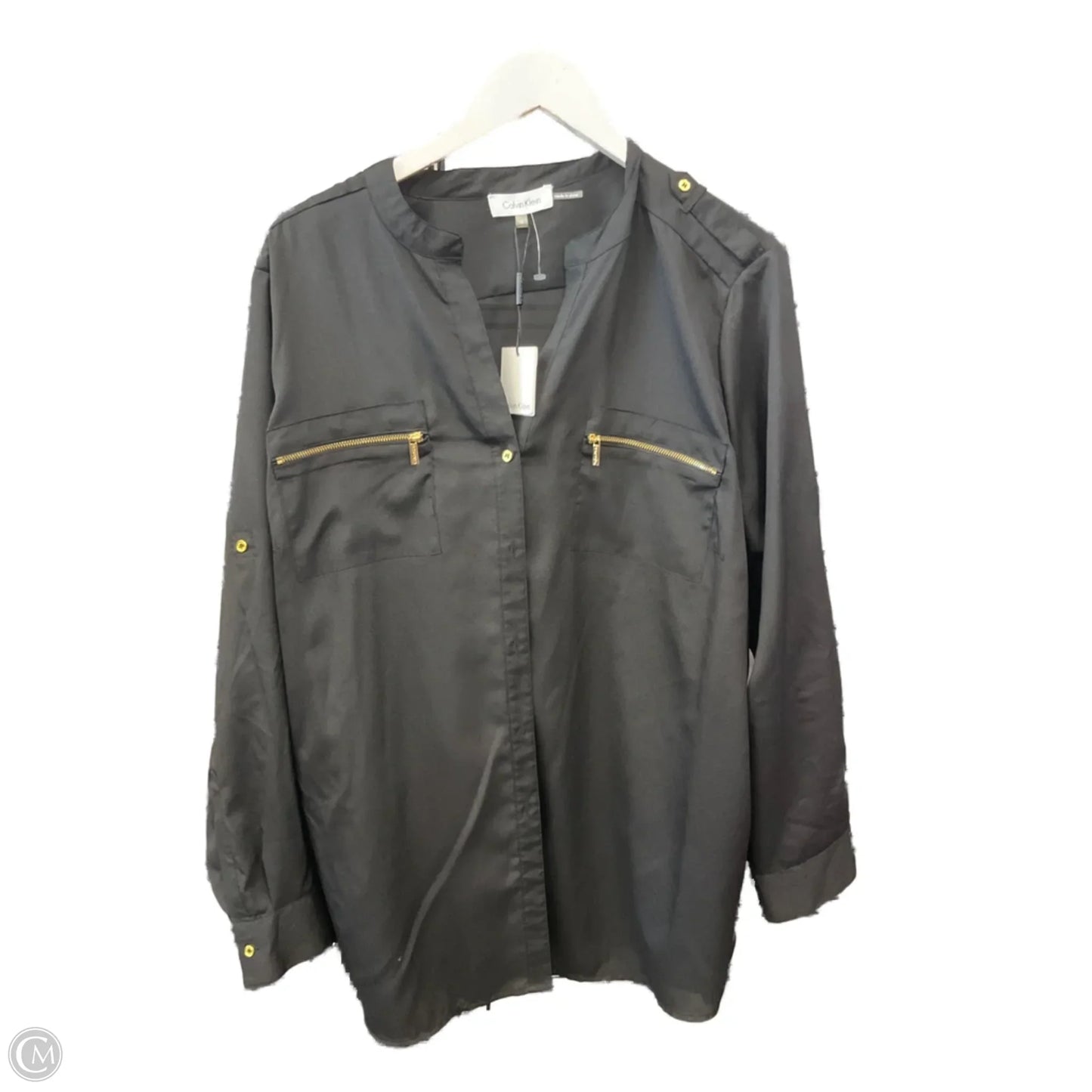 Top Long Sleeve By Calvin Klein In Black, Size: 1x