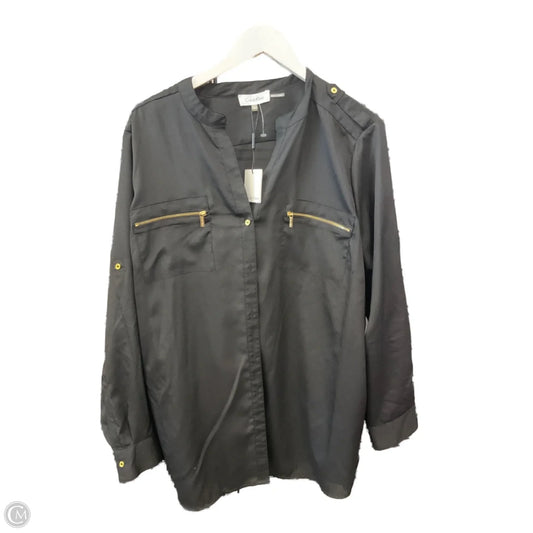 Top Long Sleeve By Calvin Klein In Black, Size: 1x