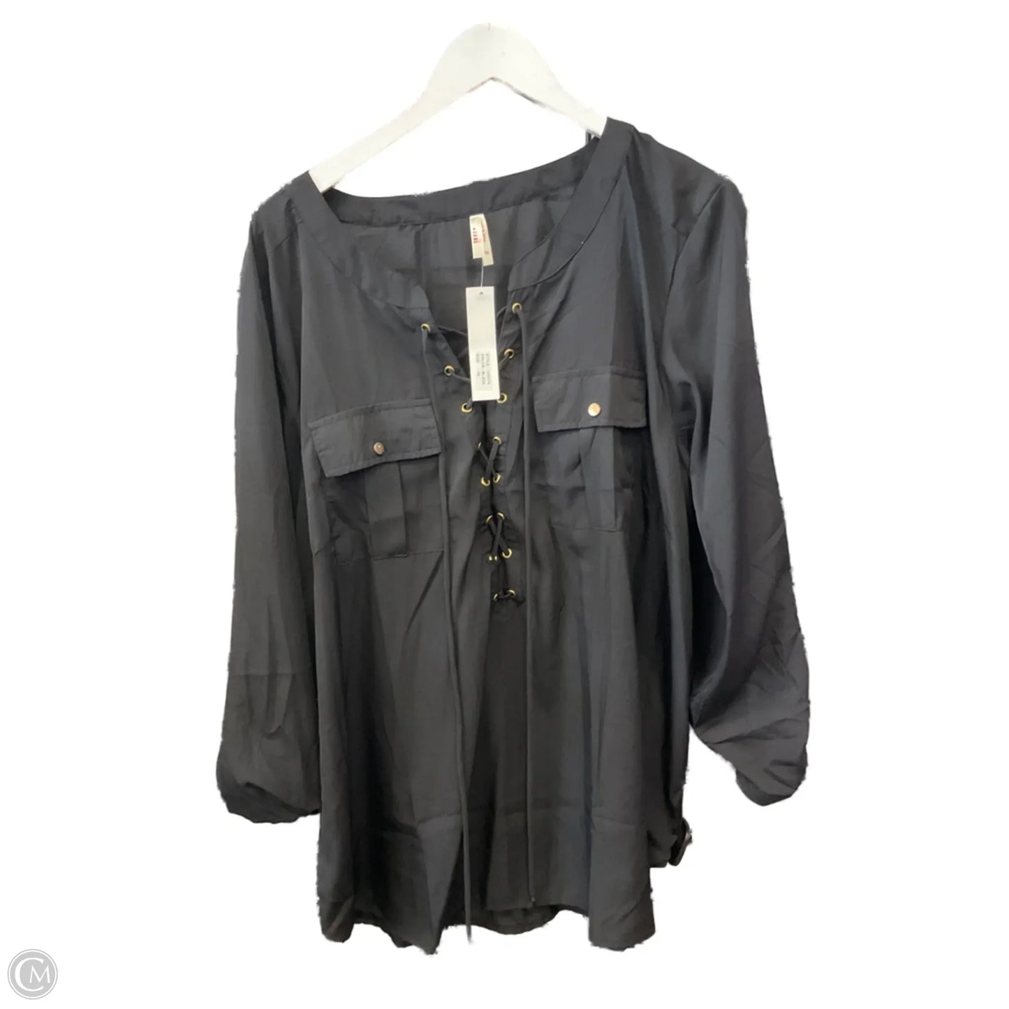Top 3/4 Sleeve By Clothes Mentor In Black, Size: 3x