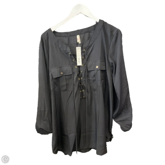 Top 3/4 Sleeve By Clothes Mentor In Black, Size: 3x