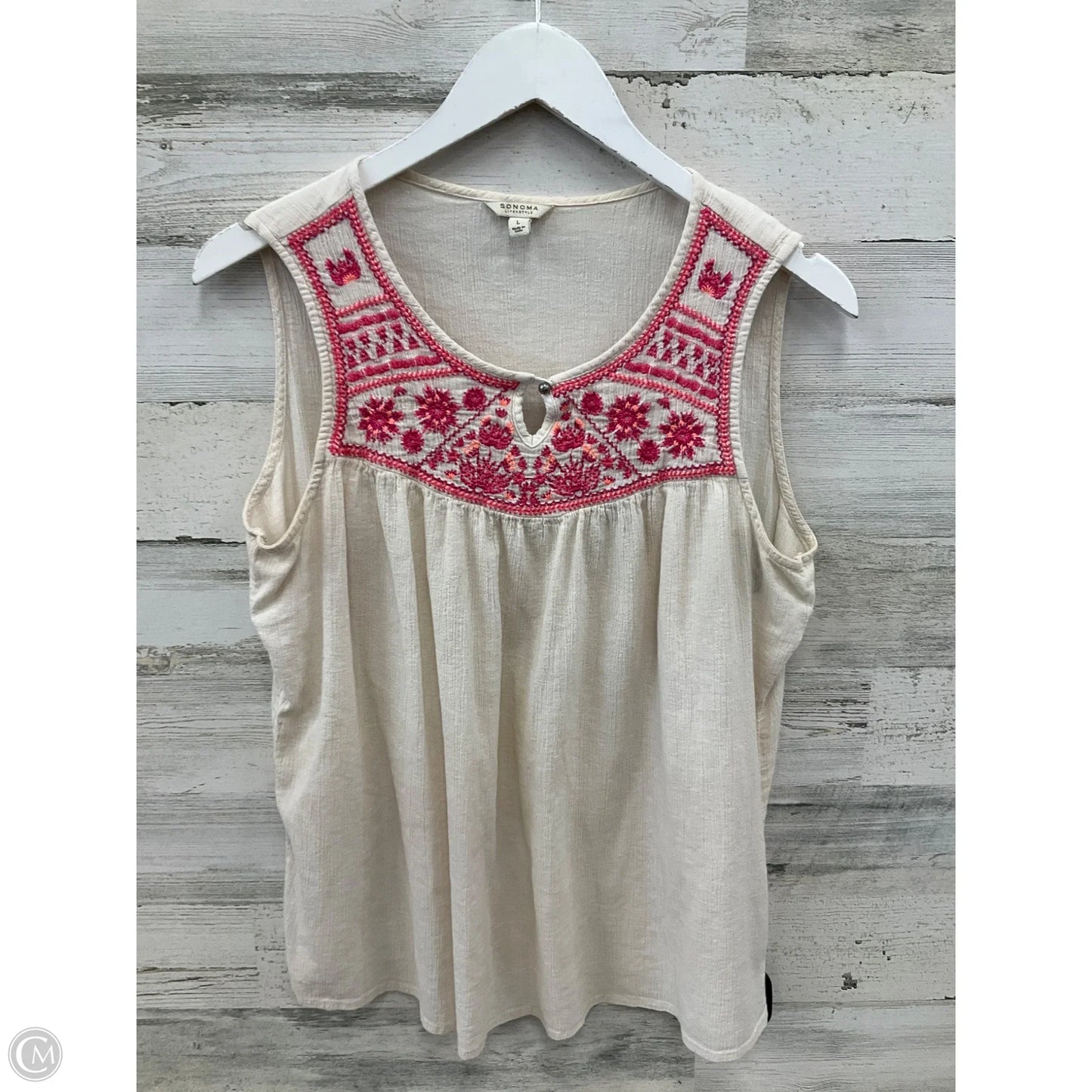 Top Sleeveless By Sonoma In Cream, Size: L