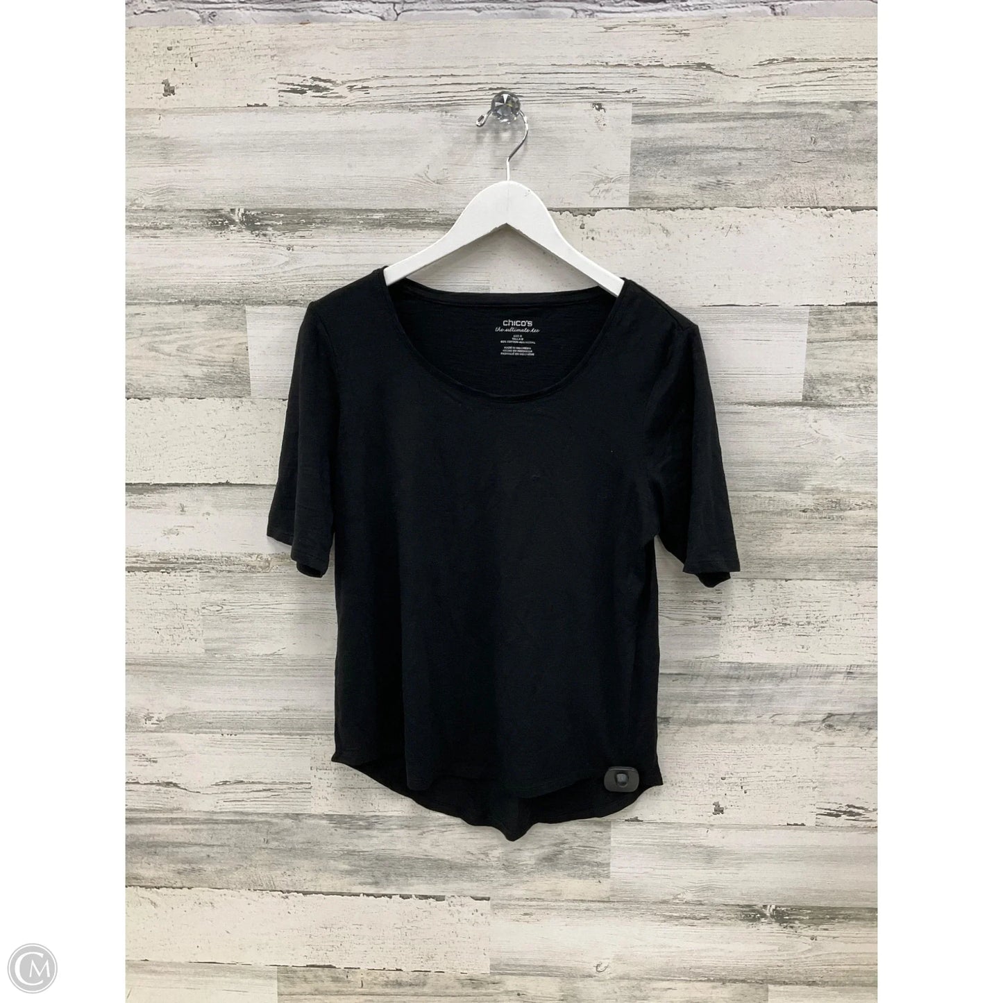 Top Short Sleeve By Chicos In Black, Size: S