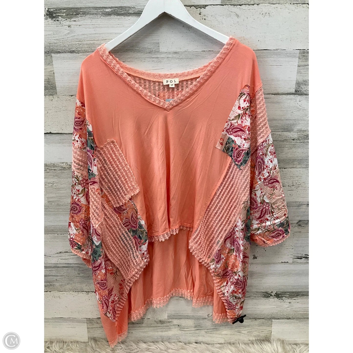 Top Short Sleeve By Pol In Peach, Size: M