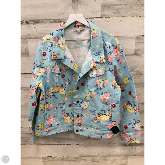 Jacket Denim By Woman Within In Floral Print, Size: 3x
