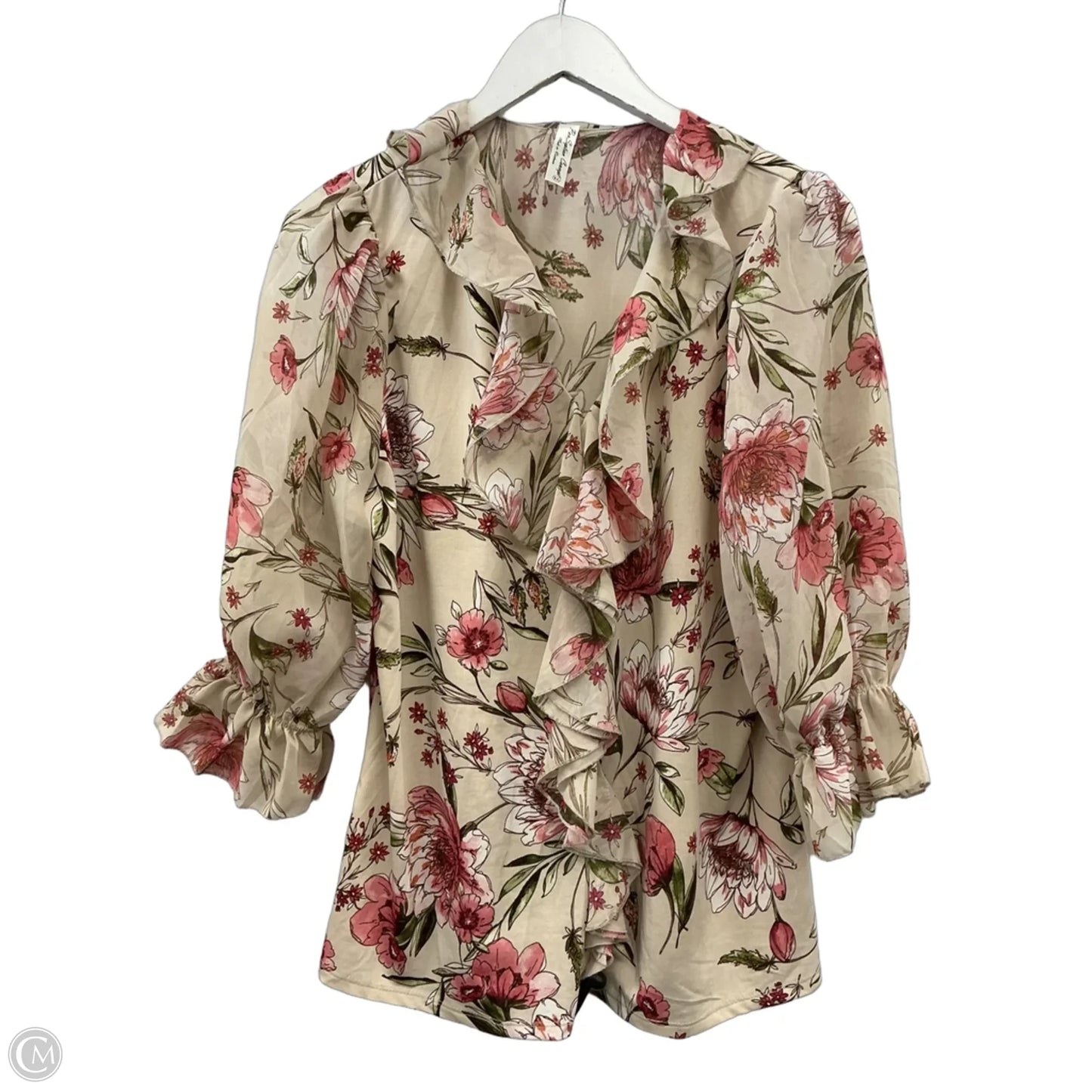 Top Short Sleeve By Perceptions In Floral Print, Size: Xl