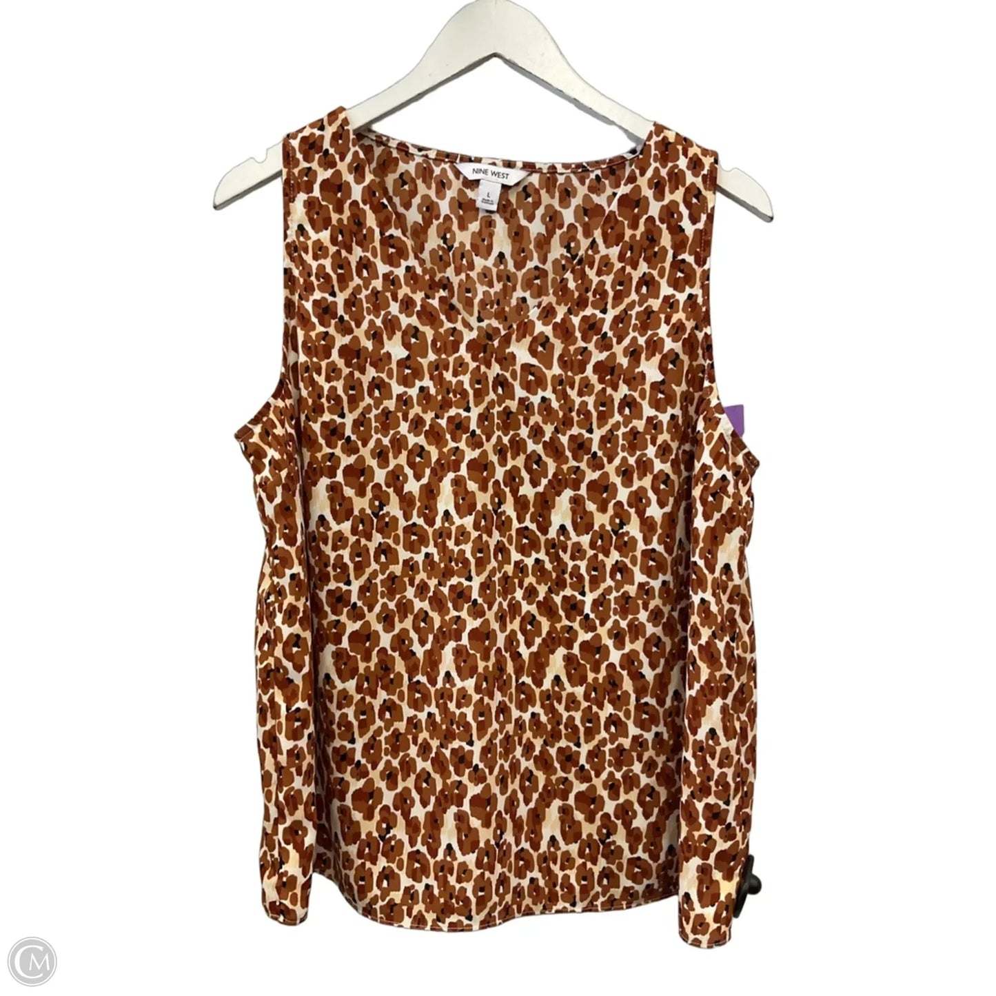 Top Short Sleeve By Nine West In Animal Print, Size: L