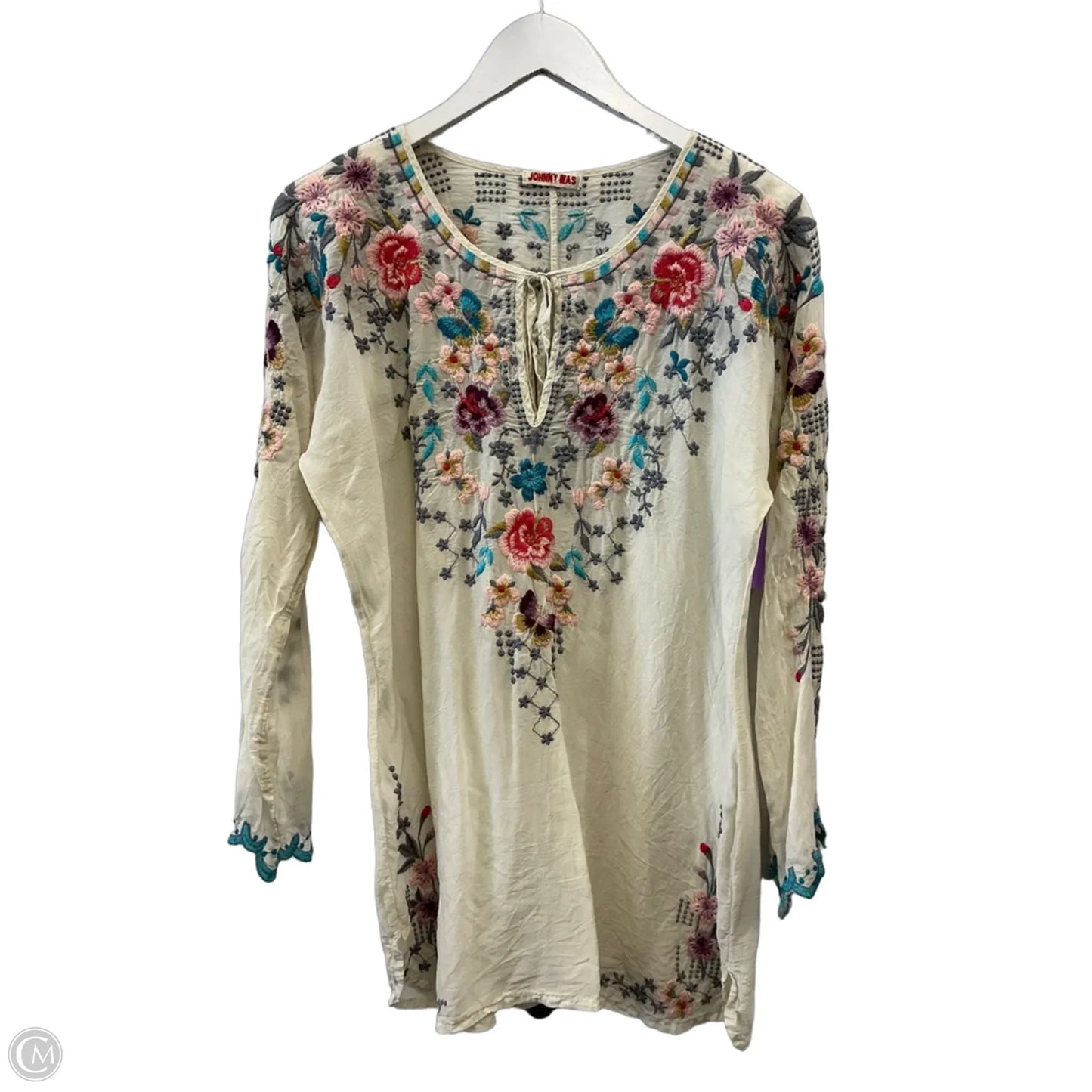 Tunic Long Sleeve By Johnny Was In Cream, Size: M