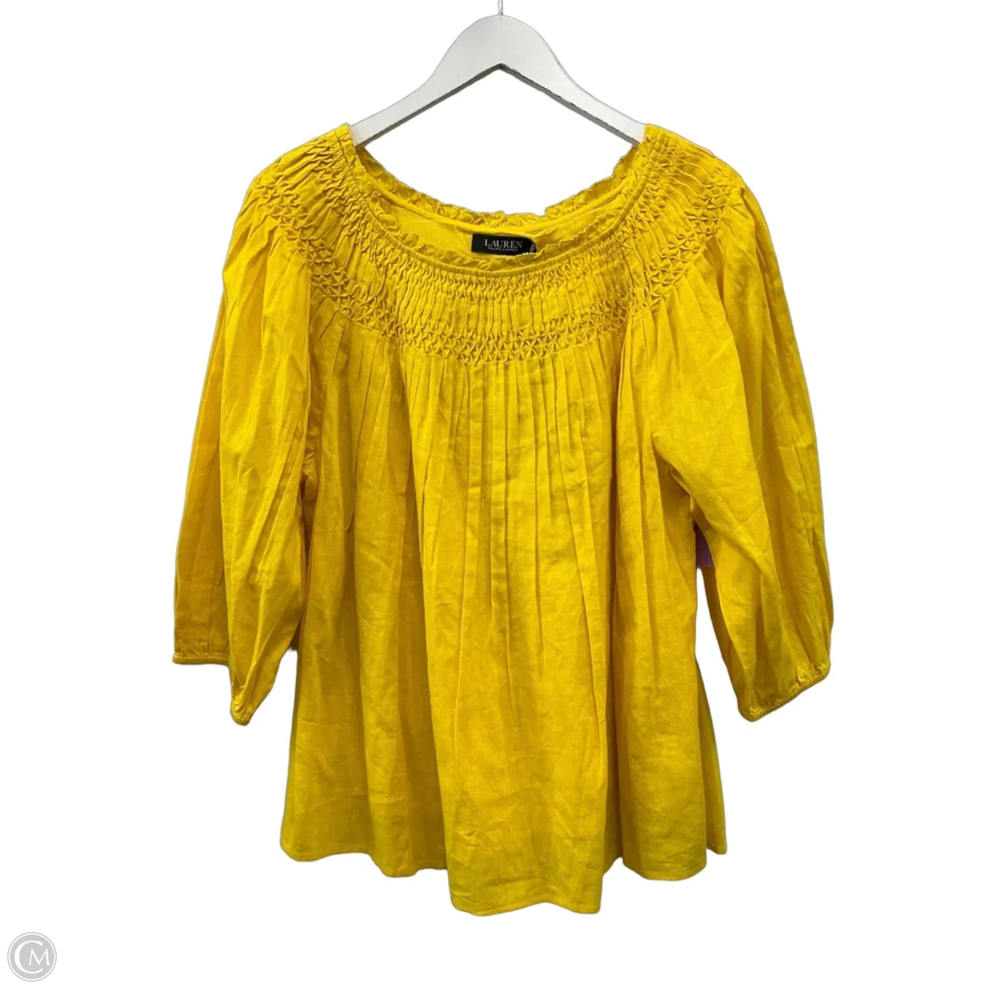 Top 3/4 Sleeve By Ralph Lauren In Yellow, Size: Xl
